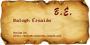 Balogh Ézsaiás névjegykártya